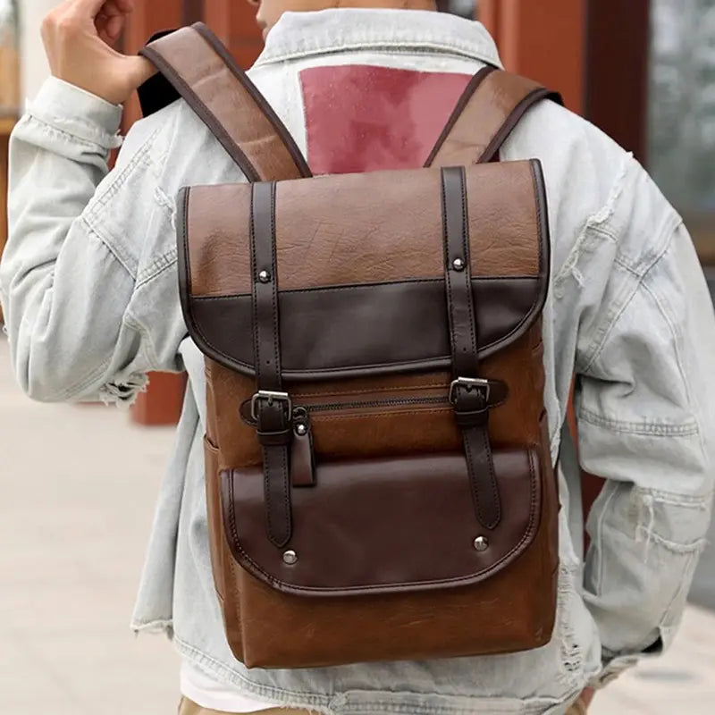 cuir noir sac à dos homme